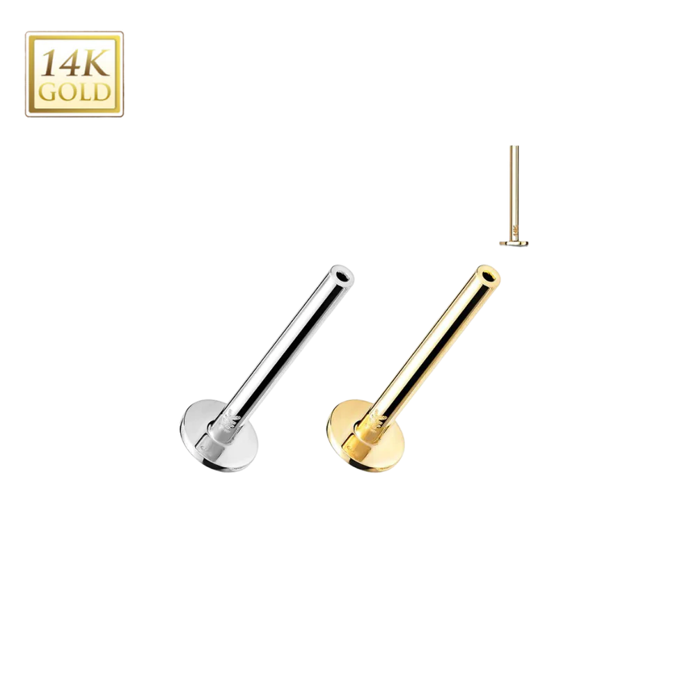 14K Gold Threadless Flat Back Labret Post