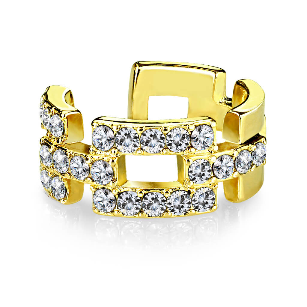 Square Links Pavé CZ Non-Piercing Ear Cuff