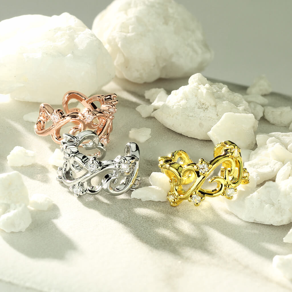 Filigree Linked Hearts CZ Non-Piercing Ear Cuff