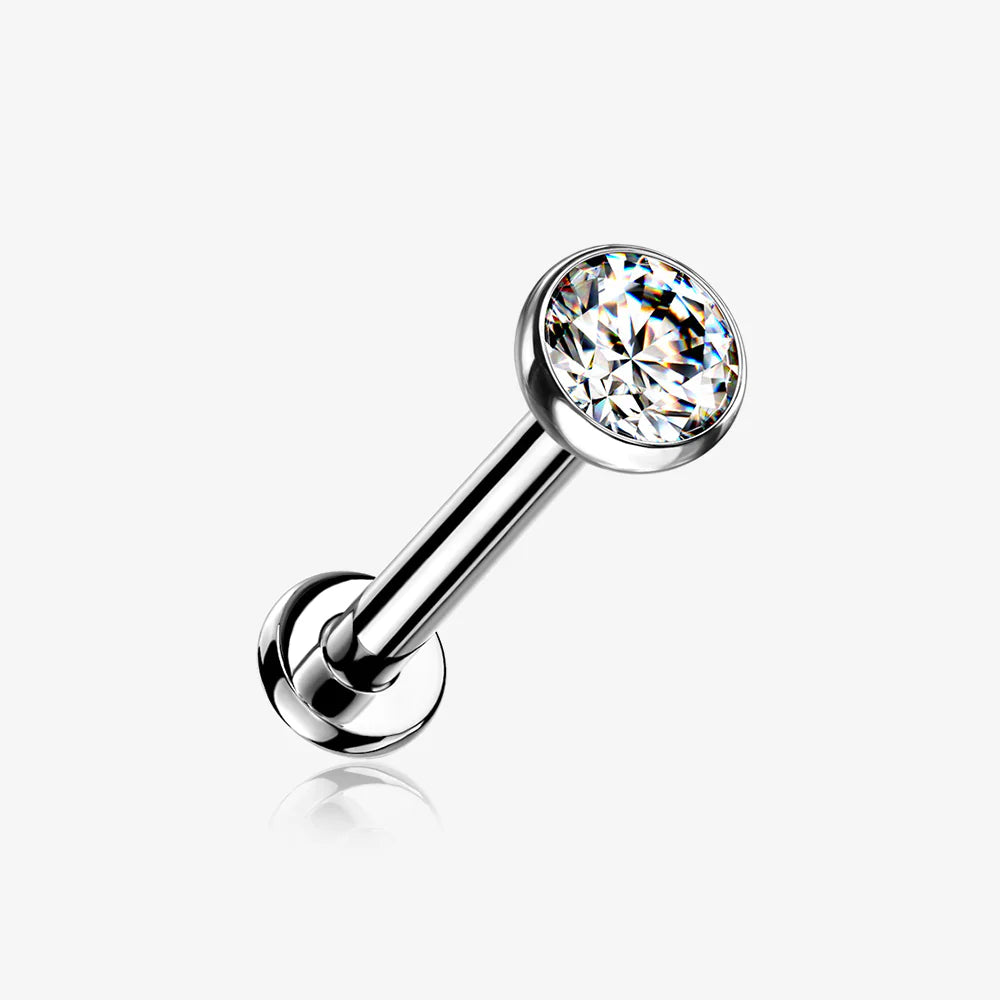 Bezeled Gem Titanium Threadless Push Labret