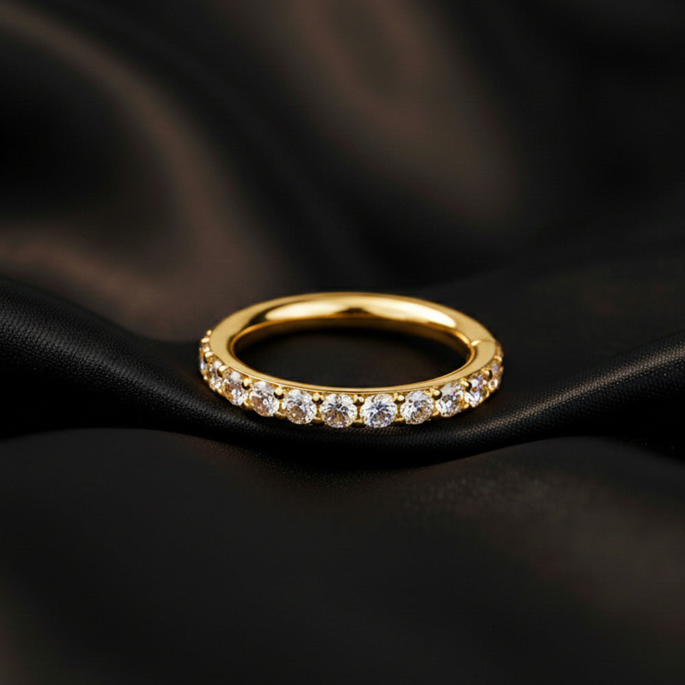 Titanium Hinged Segment Hoop with Moissanite Pavé