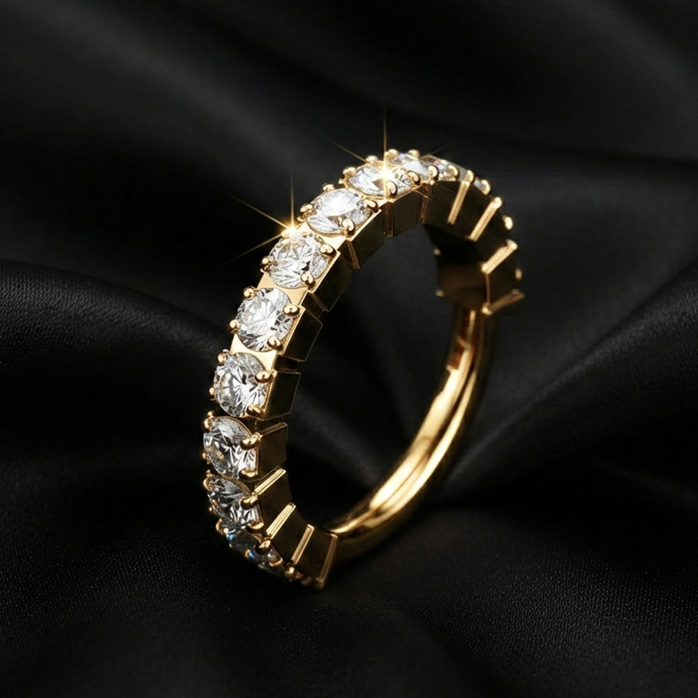 Titanium Pave Moissanite Hinged Hoop Ring