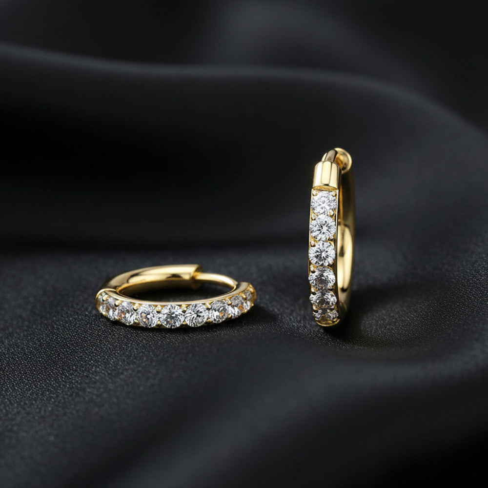 Titanium Hinged Hoop Earrings with CNC-Set Moissanite