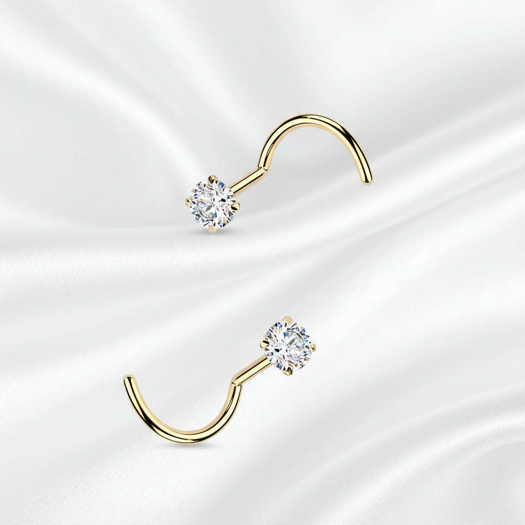 Titanium Nose Screw with Round Moissanite Stone