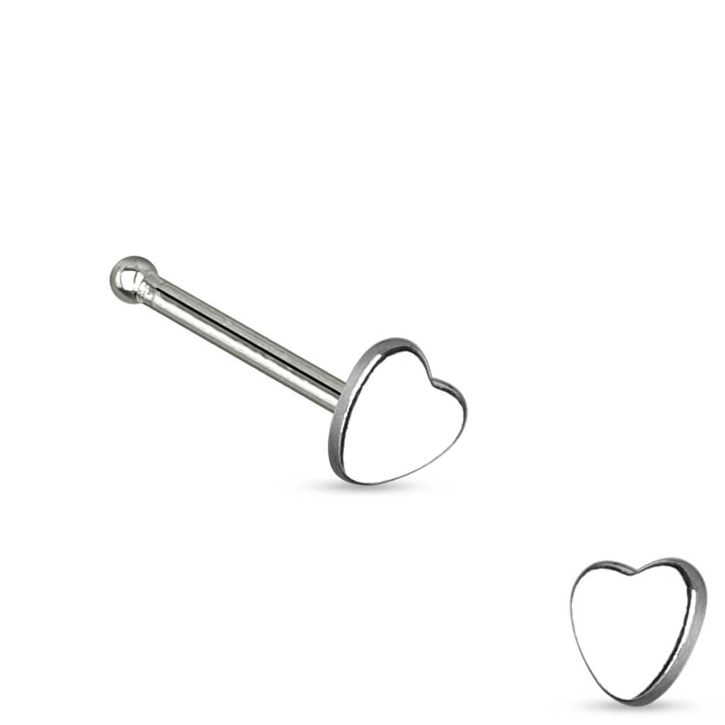Heart Top Nose Stud - Surgical Steel