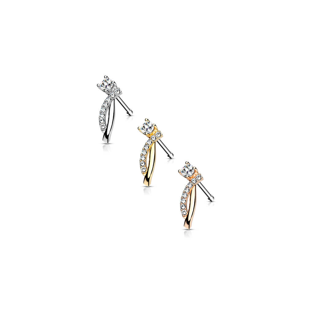 CZ Curve Nose Stud in Surgical Steel
