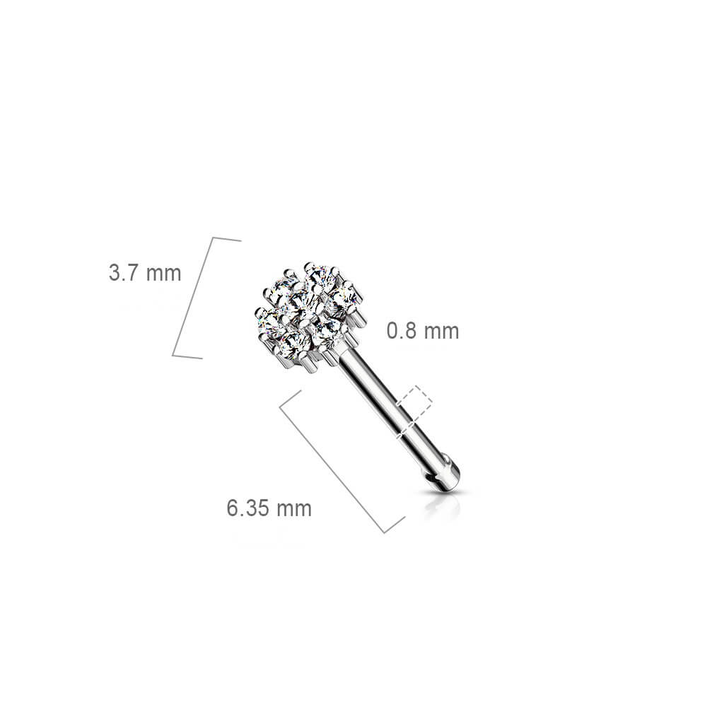 CZ Flower Double-Tier Nose Bone Stud