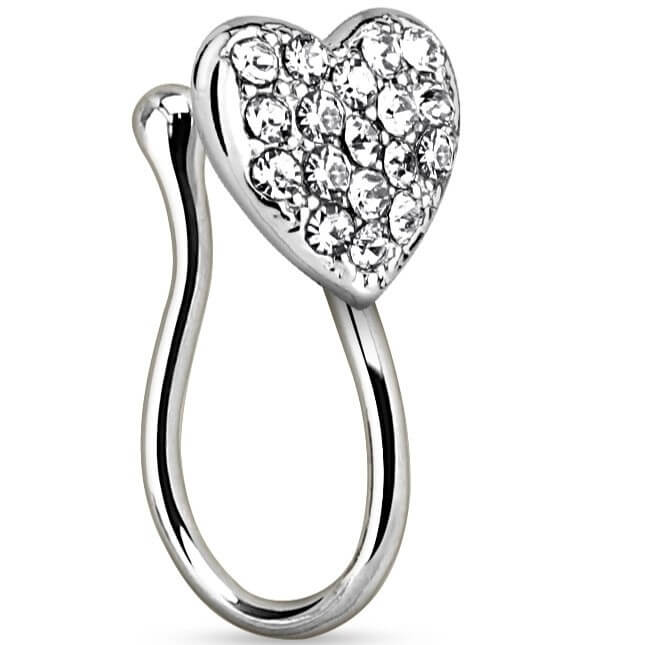 Heart Clear Gem Non-Piercing Nose Clip