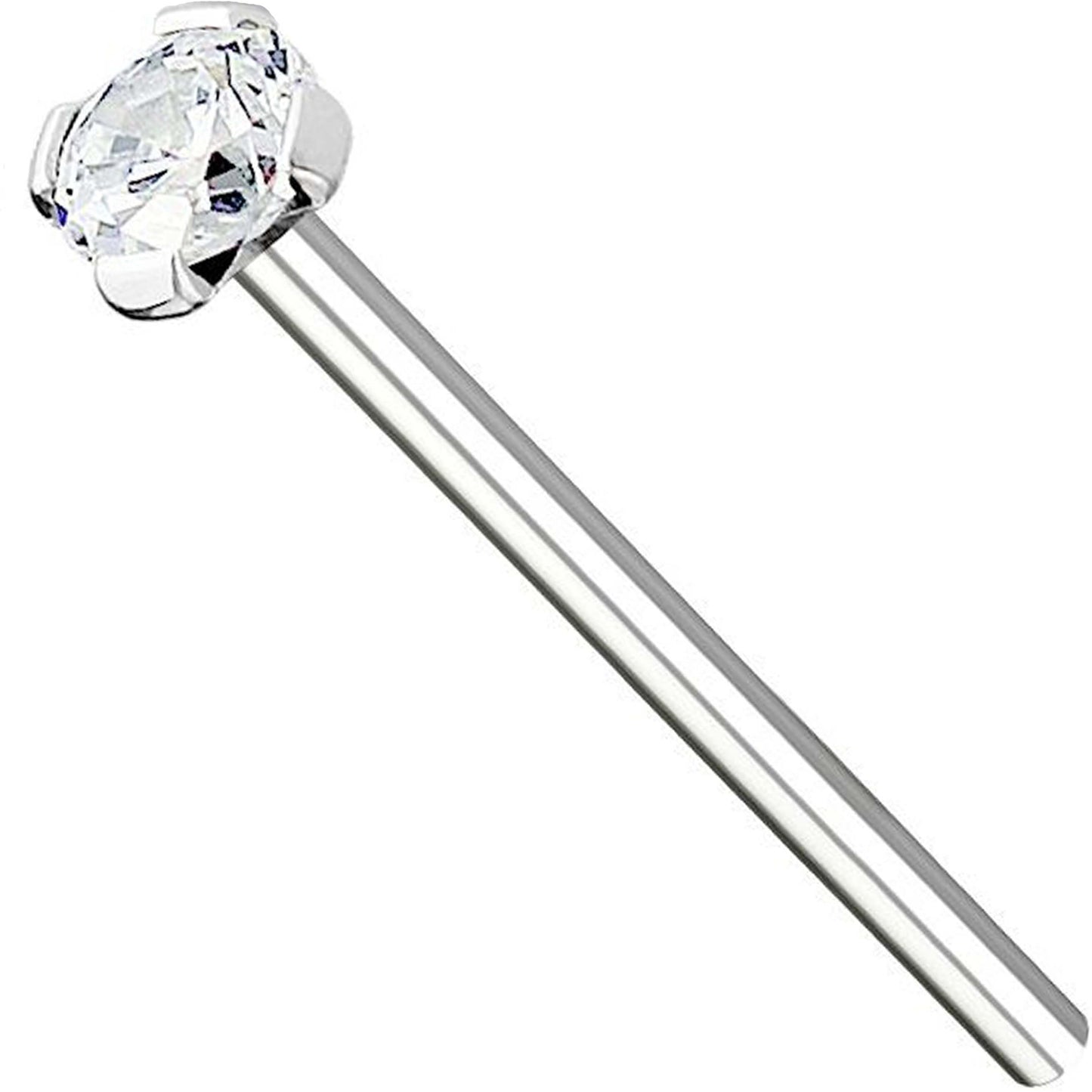 2mm Clear CZ 12mm Fishtail Nose Ring