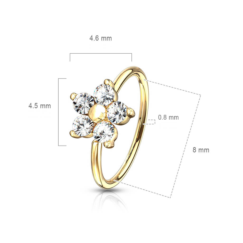 CZ Flower Bendable Nose Hoop Ring