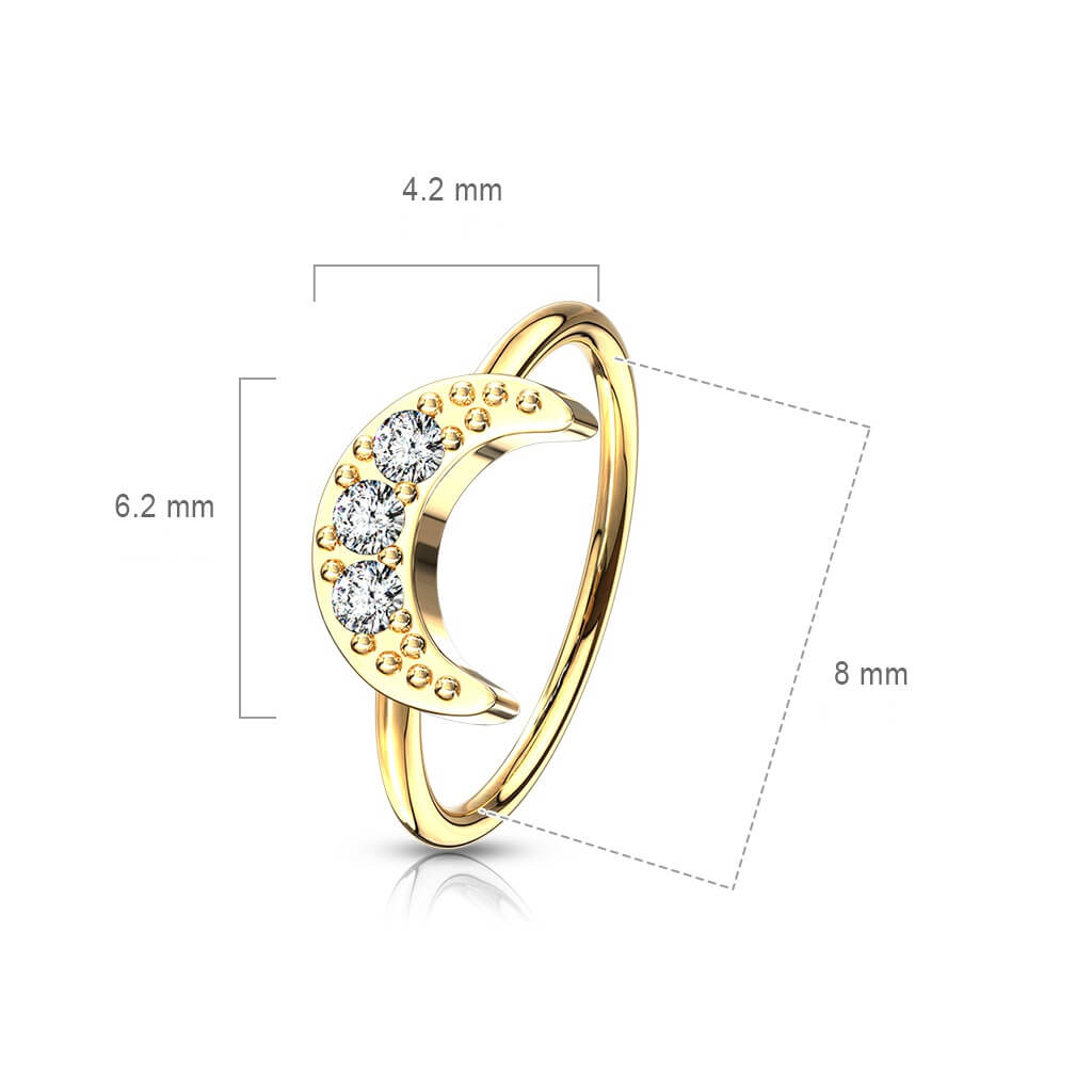 CZ Crescent Moon Bendable Nose Hoop
