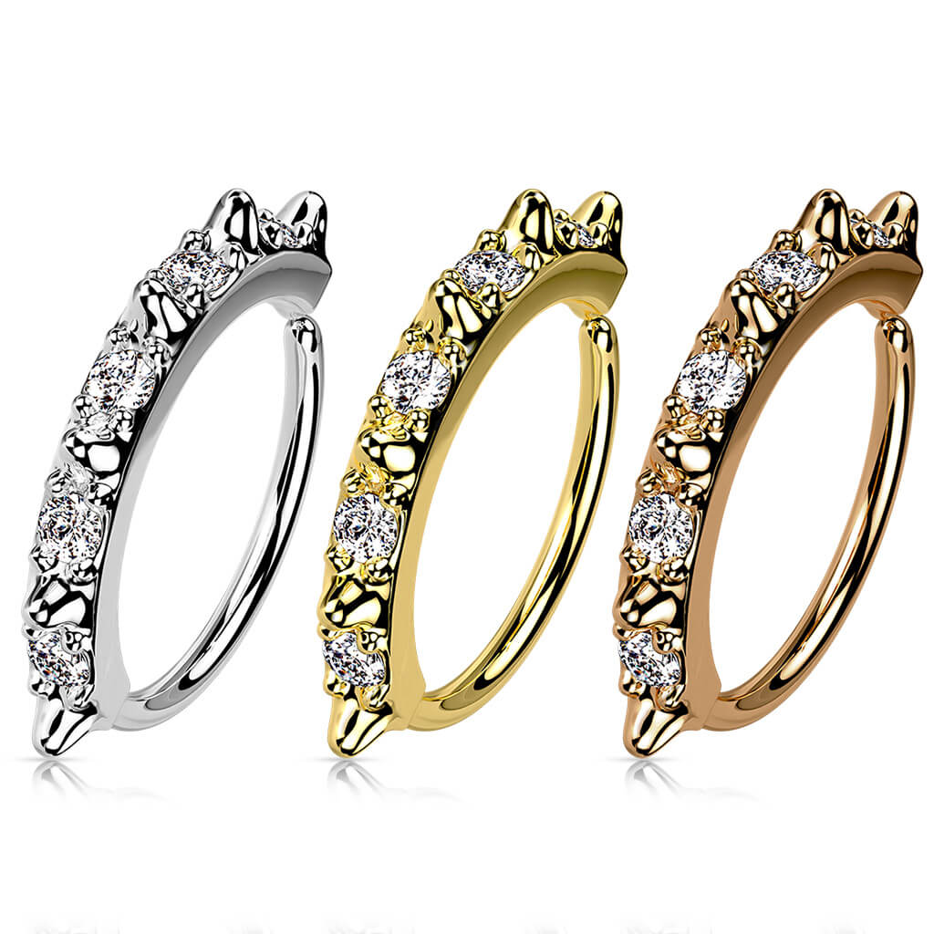 Spike & CZ Bendable Nose Hoop
