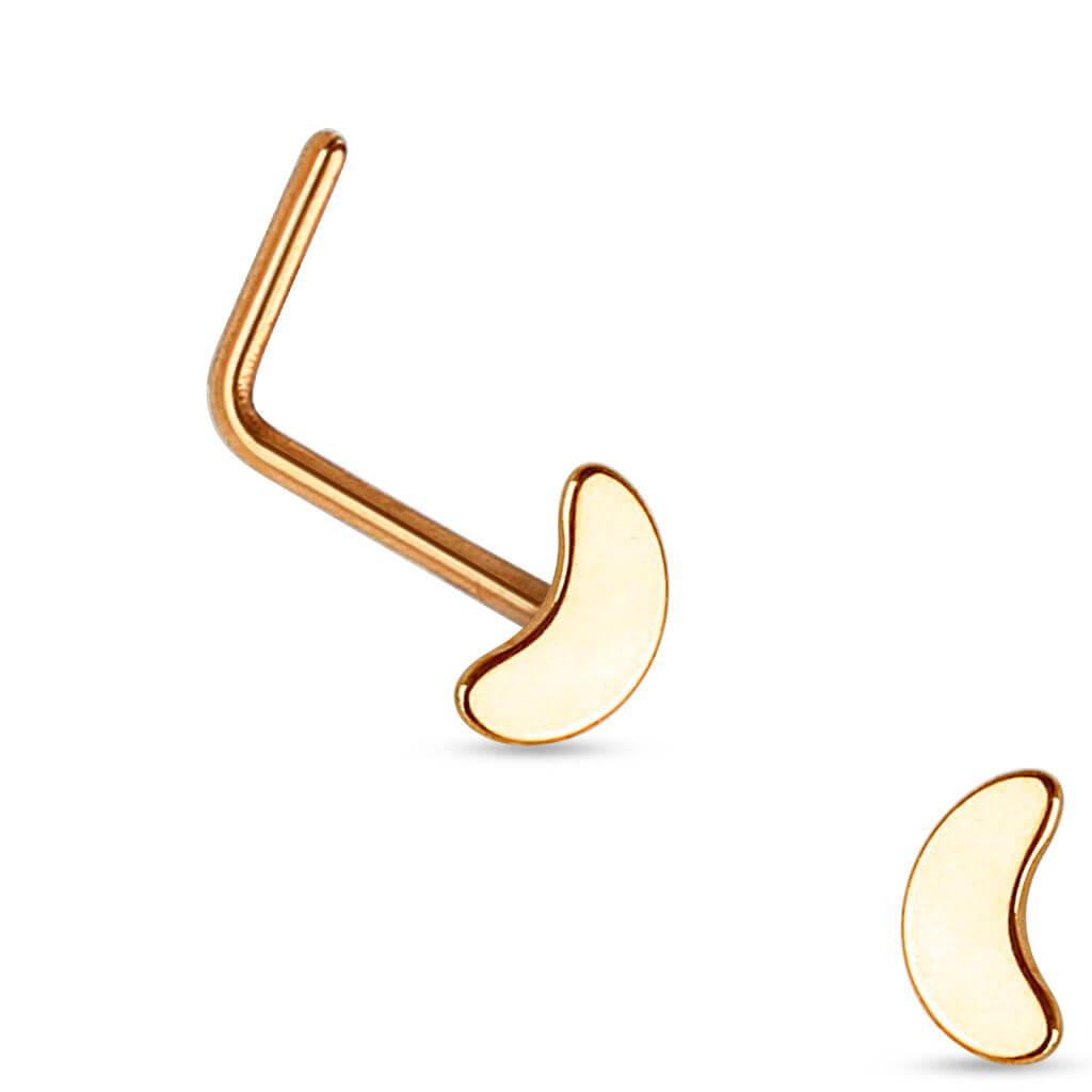 Crescent Moon L-Bend Nose Ring - Surgical Steel