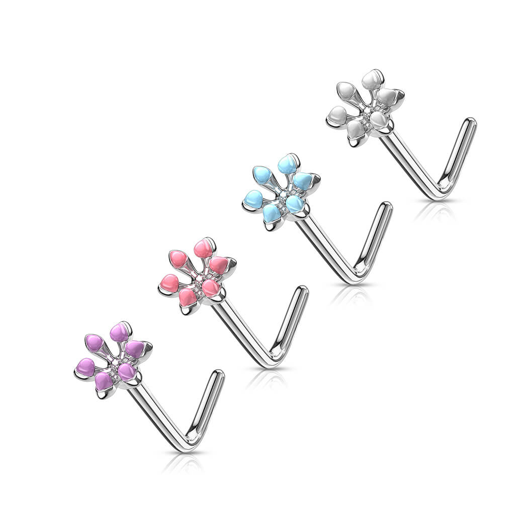 Enamel Flower L-Bend Nose Stud