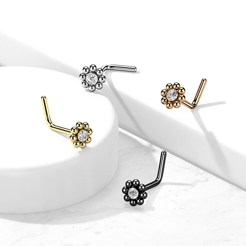 Beaded Edge CZ Nose Stud