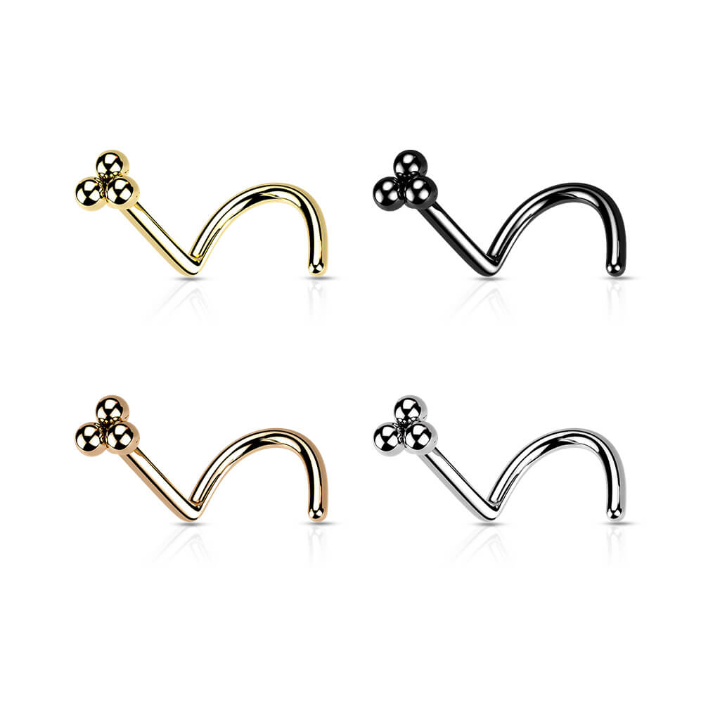 Triple Ball Cluster Nose Screw Ring