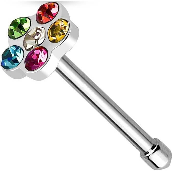 Multi-Gem Pavé Flower Nose Stud