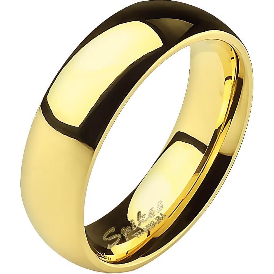 Classic Gold Titanium Dome Band Ring