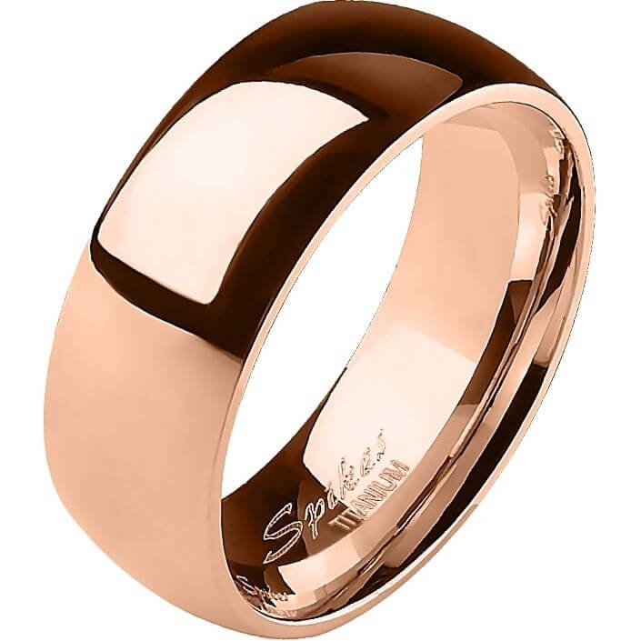 Rose Gold Titanium Wide Classic Band Ring