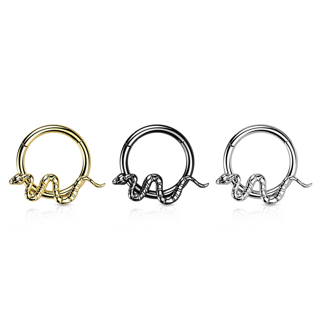 Titanium Snake Hinged Hoop