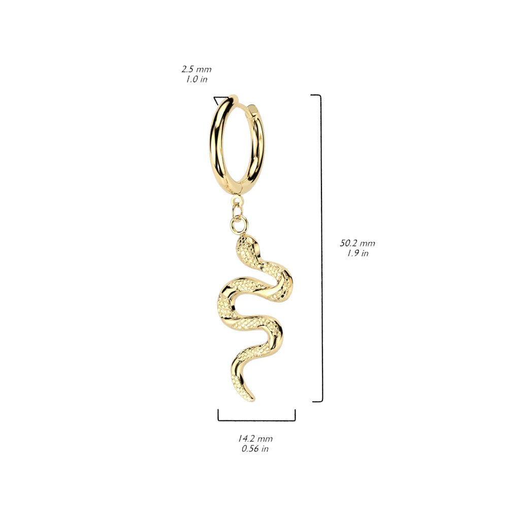 Pair Dangling Snake Hoop Earrings