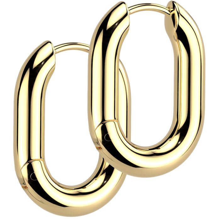 Rounded Rectangle Hinged Hoop Earrings