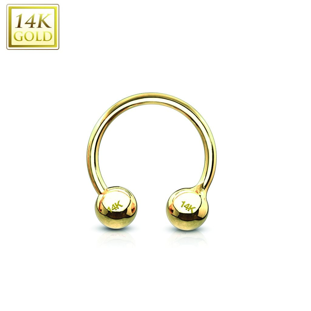 14K Gold Circular Barbell Horseshoe
