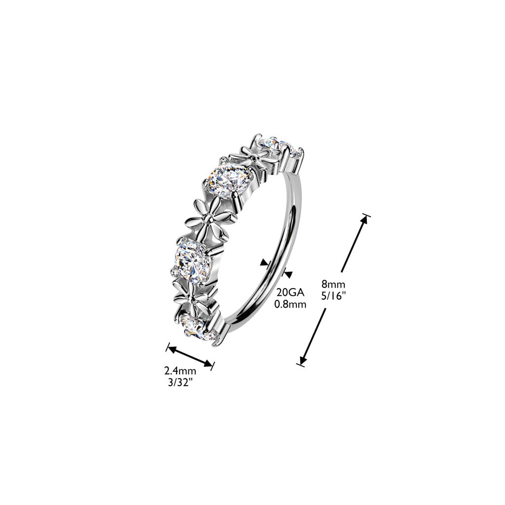 CZ Flower Bendable Nose Hoop