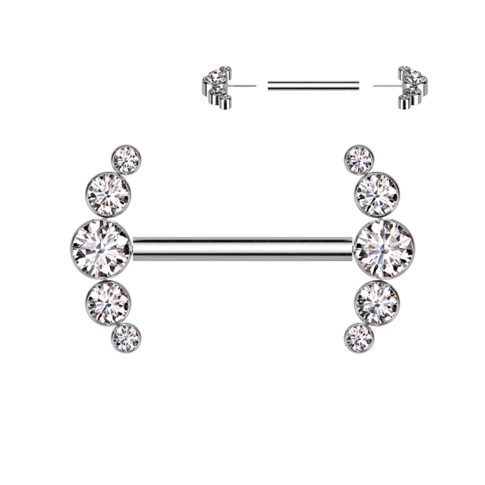 5 Bezel Set Threadless Nipple Barbell