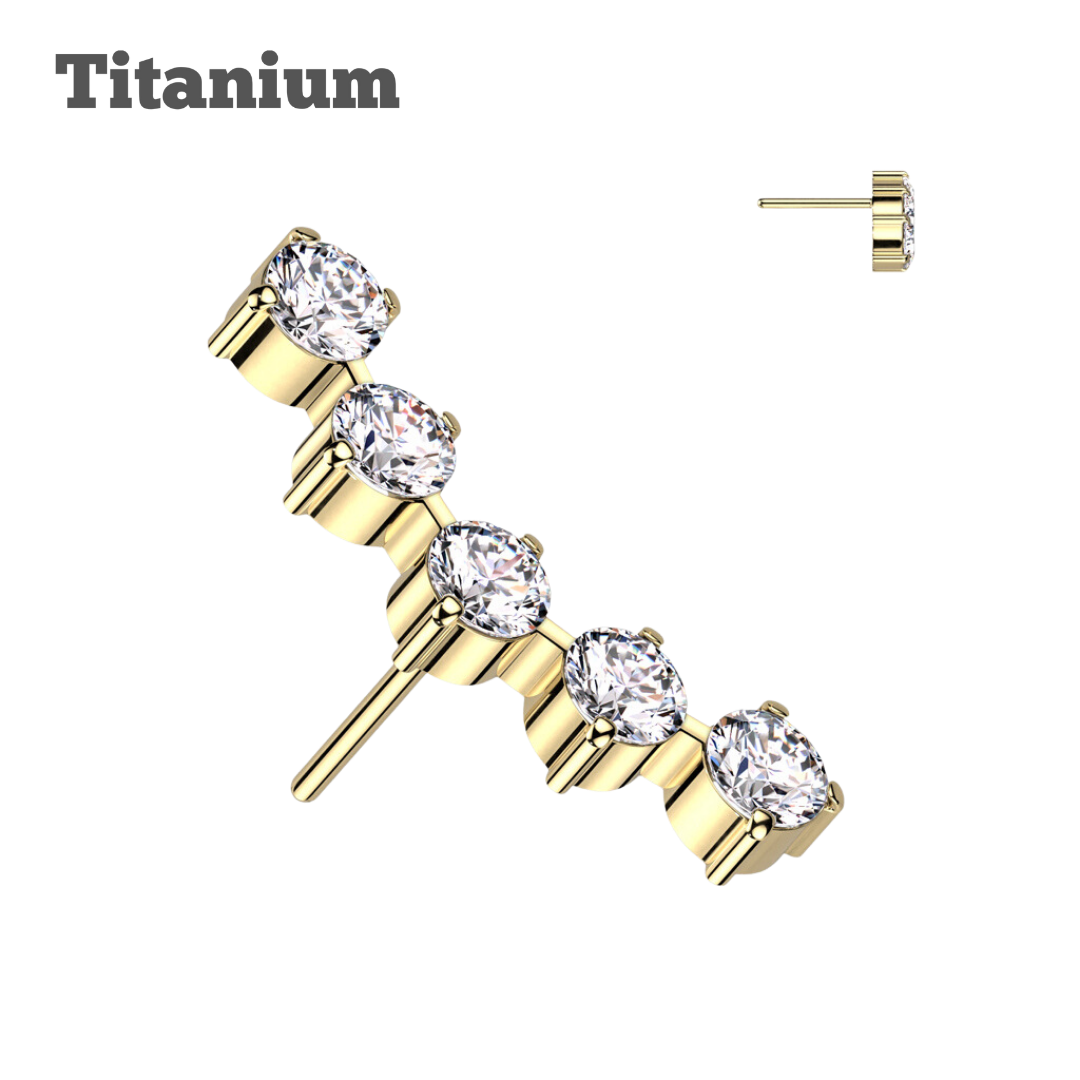 5 Gem Cluster Titanium Threadless Top