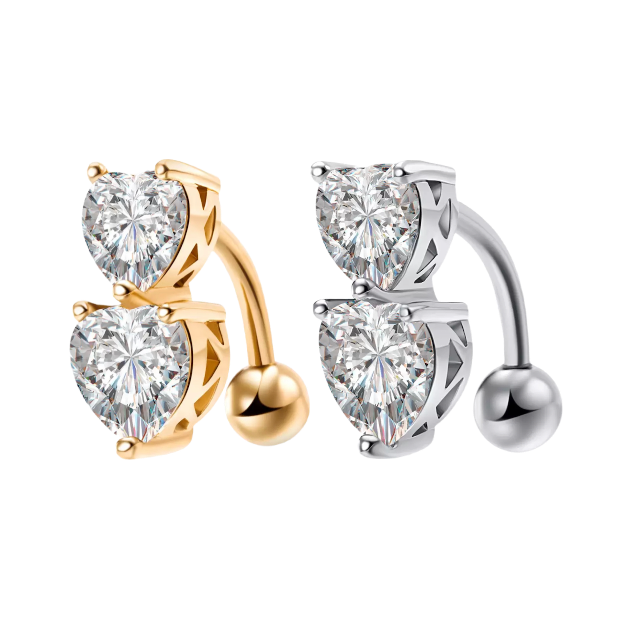 Double Heart Reverse Belly Barbell