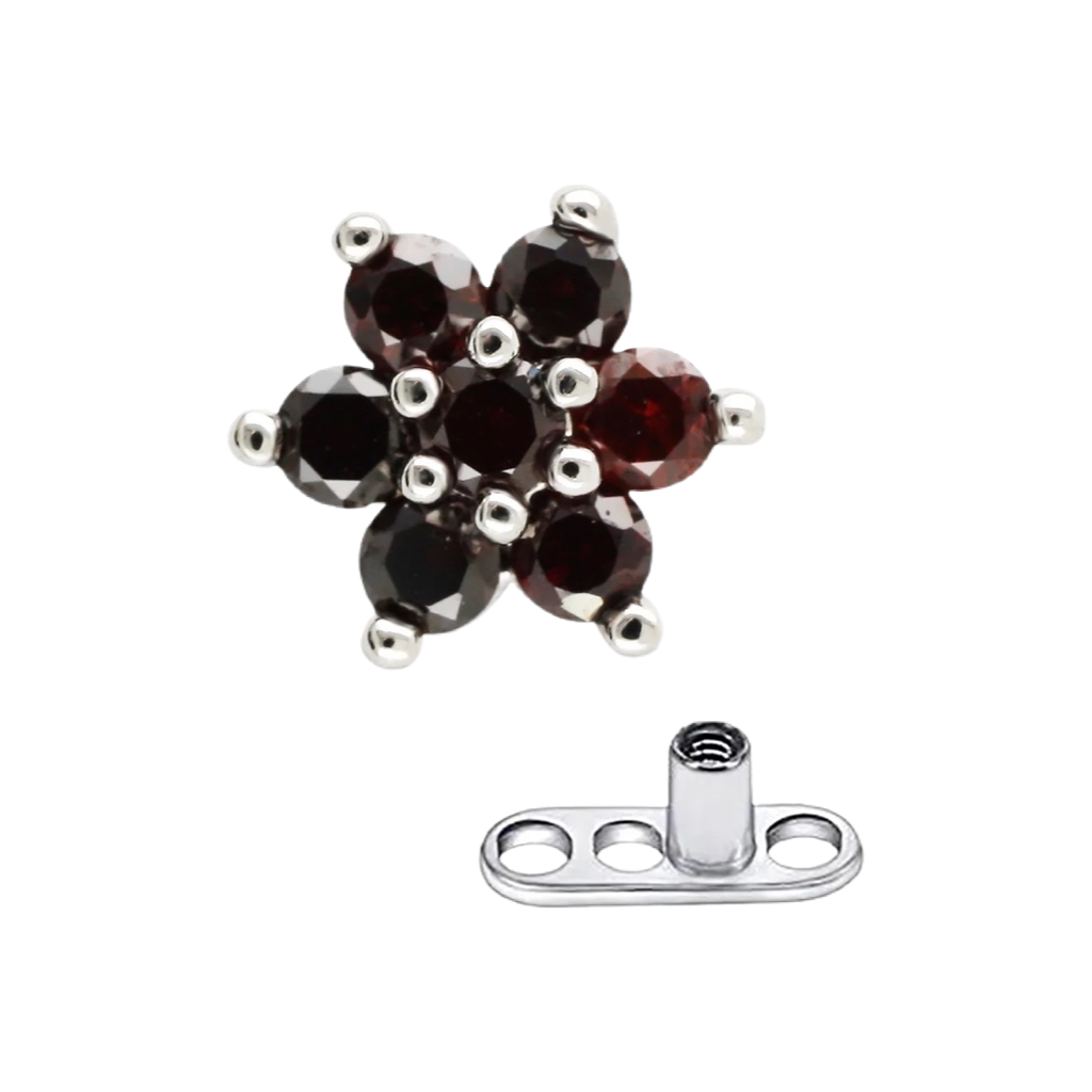 Flower Black CZ Dermal Anchor Top