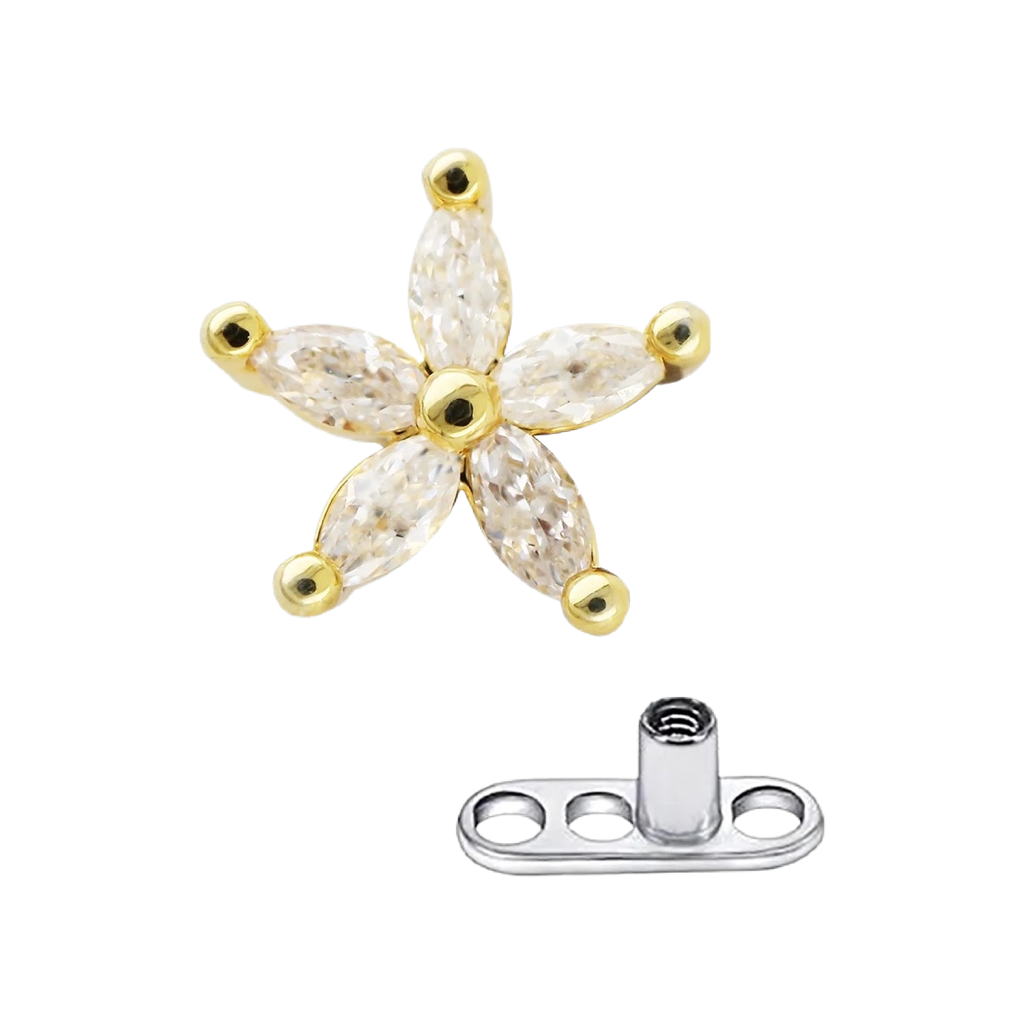 Flower Marquis CZ Dermal Anchor Top