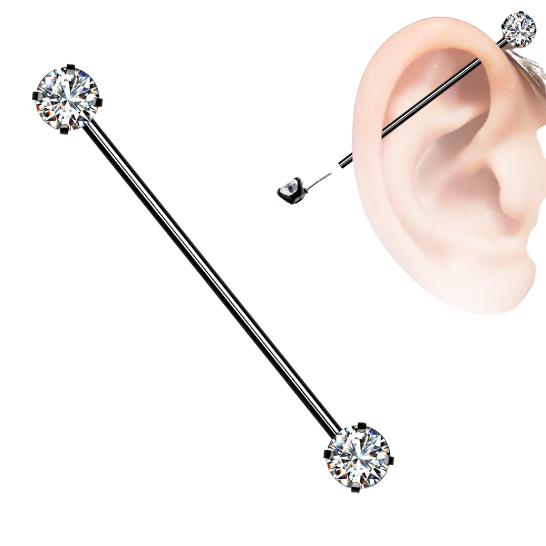 Solitaire Gem Thredless Industrial Barbell