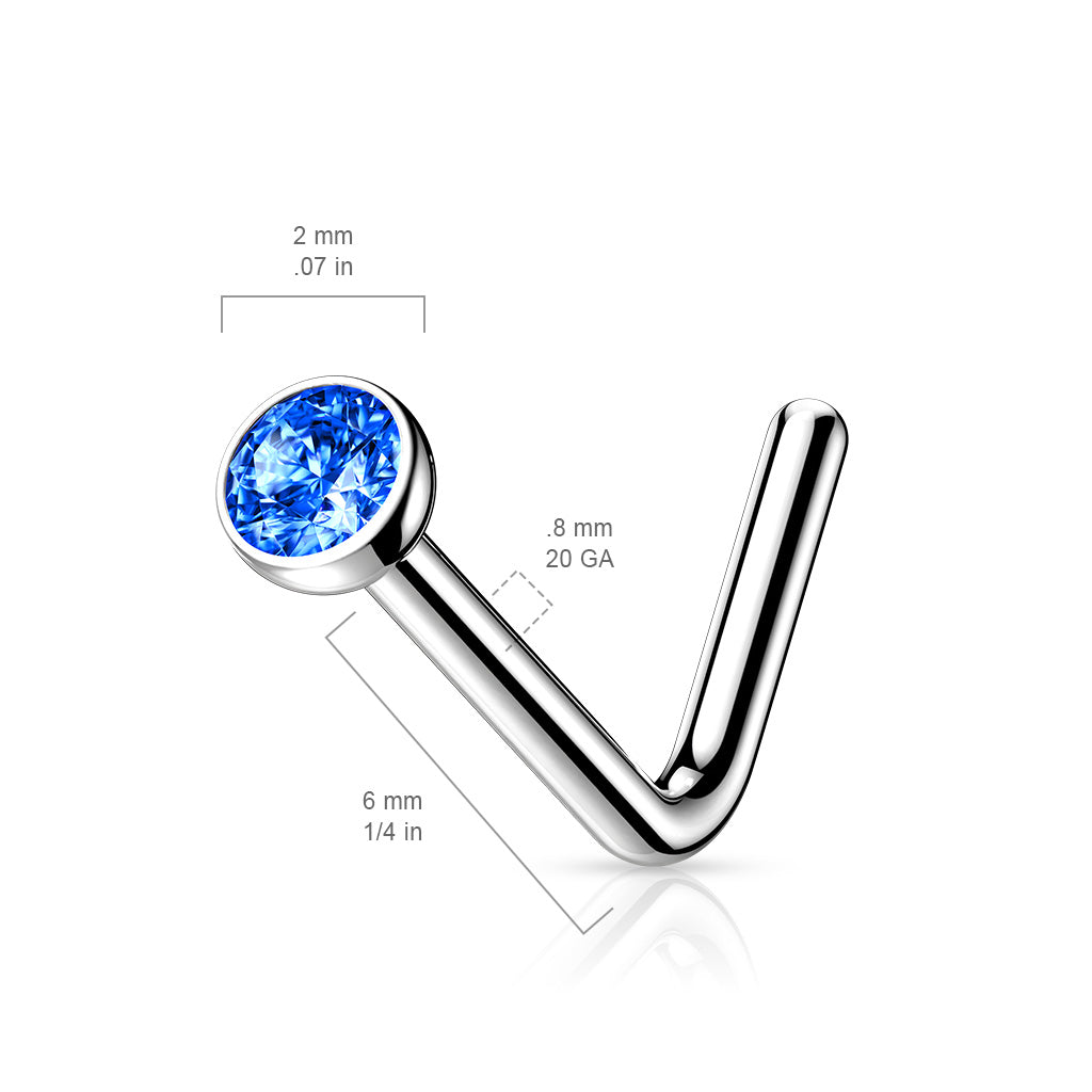 Titanium Bezeled Clear Gem Nose Stud