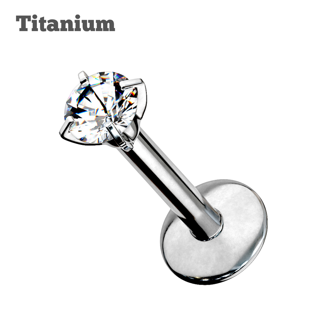 Titanium Pronged Gem Internally Threaded Labret