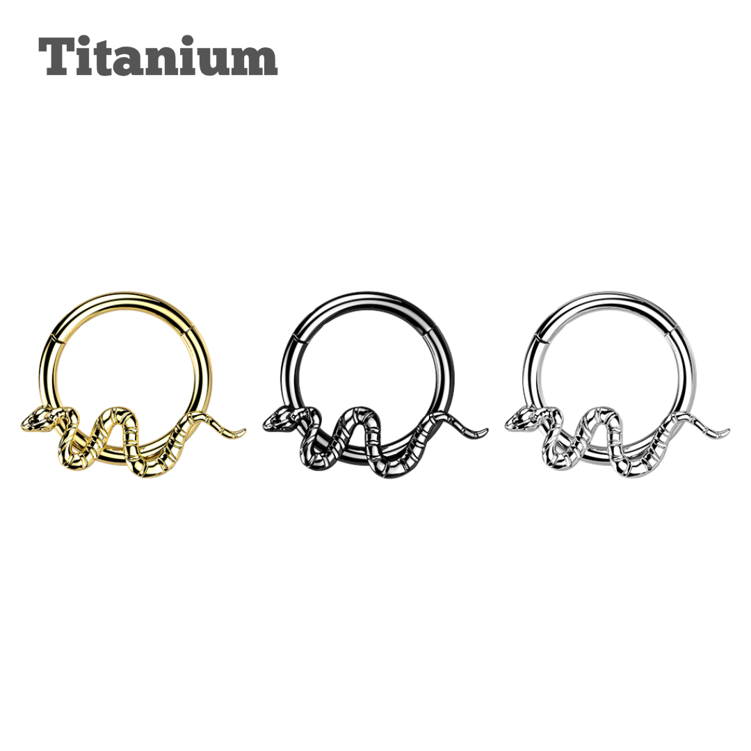 Titanium Snake Hinged Hoop