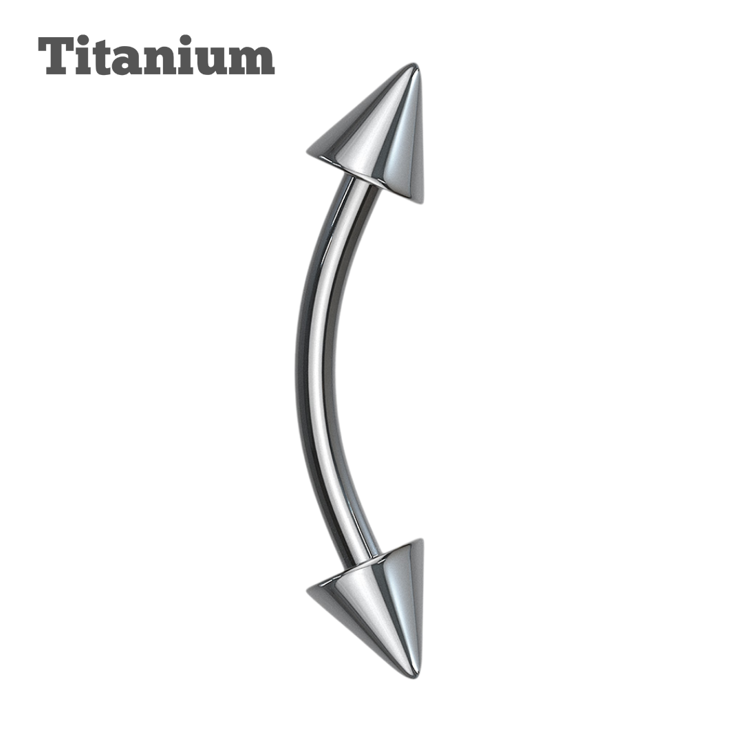 Titanium Spike Ends Curved Barbell