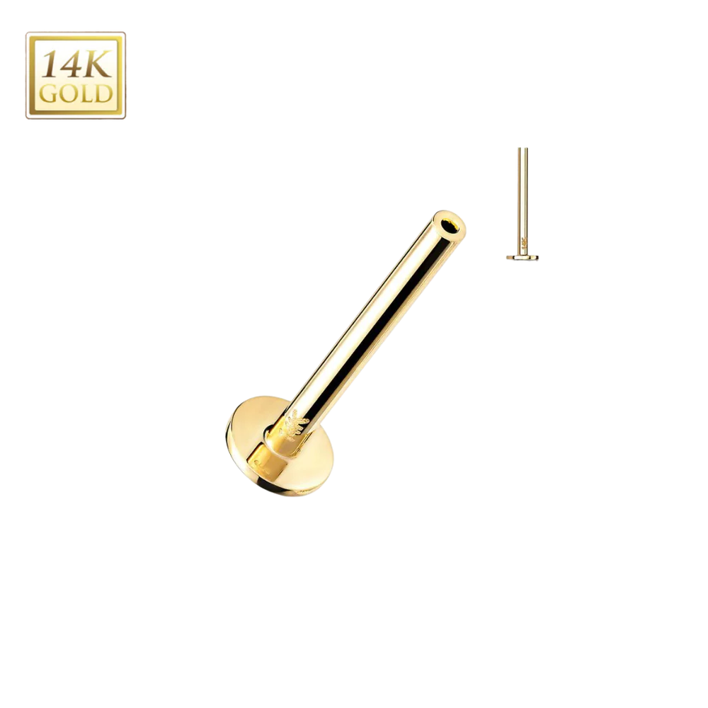 14K Gold Threadless Flat Back Labret Post
