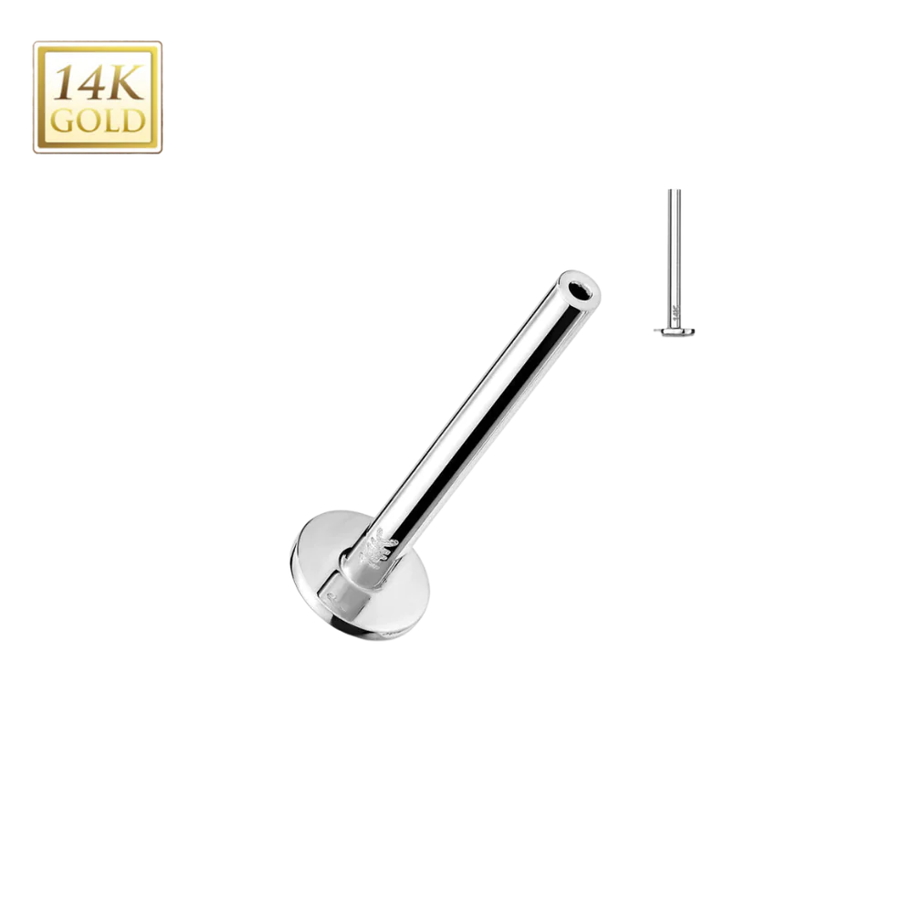 14K Gold Threadless Flat Back Labret Post