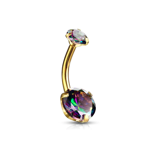 Aurora Borealis CZ Belly Barbell