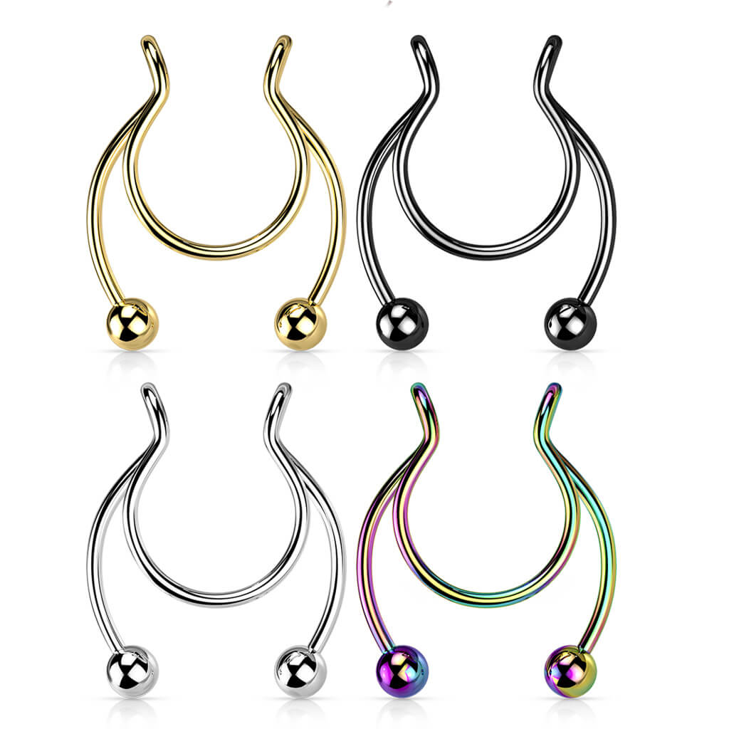 Fake Clip-On Horseshoe Ring for Septum, Nipple & Ear