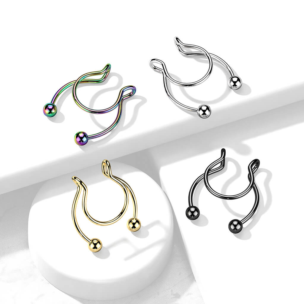 Fake Clip-On Horseshoe Ring for Septum, Nipple & Ear
