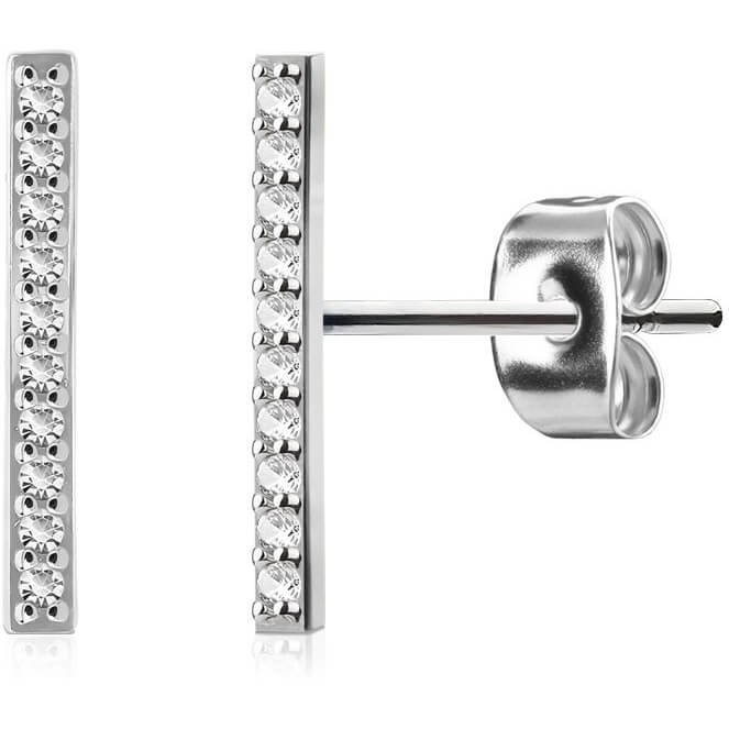 Micro Pavé CZ Bar Stud Earrings
