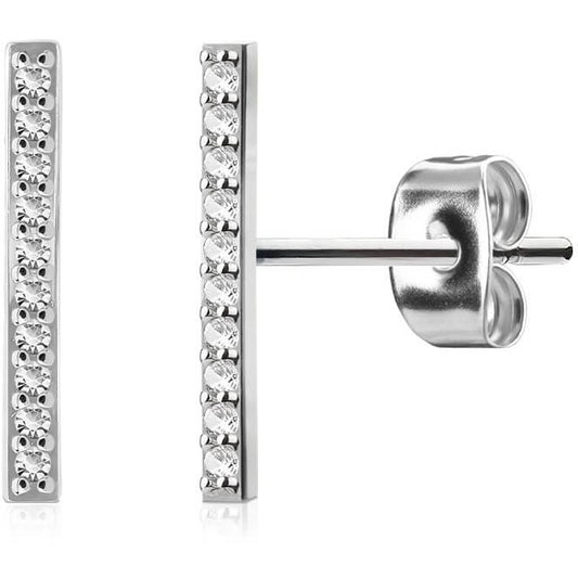 Micro Pavé CZ Bar Stud Earrings