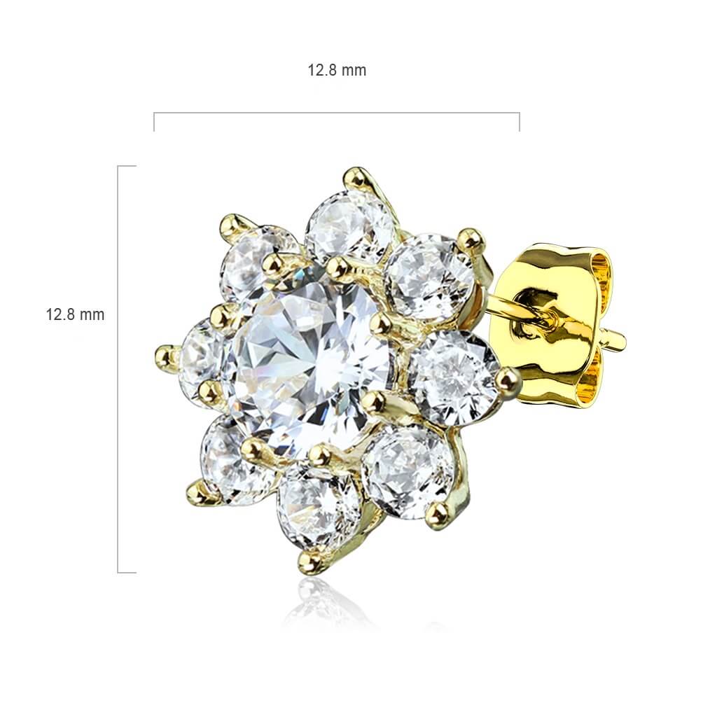 Round CZ Flower Stud Earrings