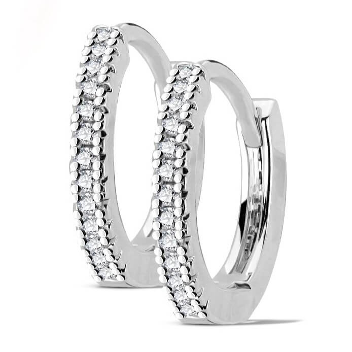 Micro CZ Paved Double Hoop Post Earrings