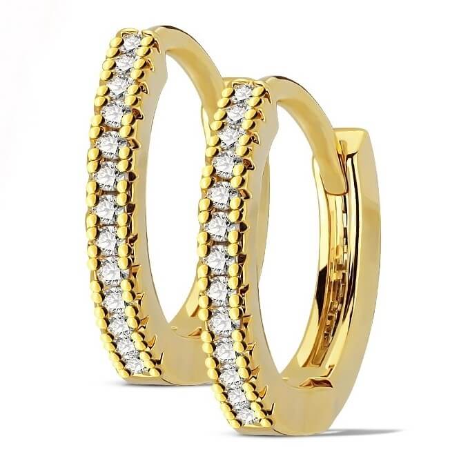 Micro CZ Paved Double Hoop Post Earrings