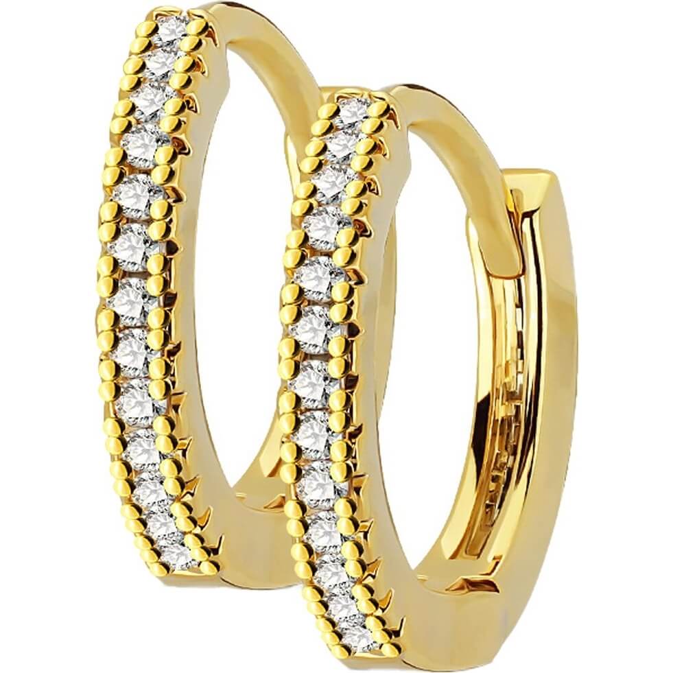 Micro CZ Paved Double Hoop Post Earrings