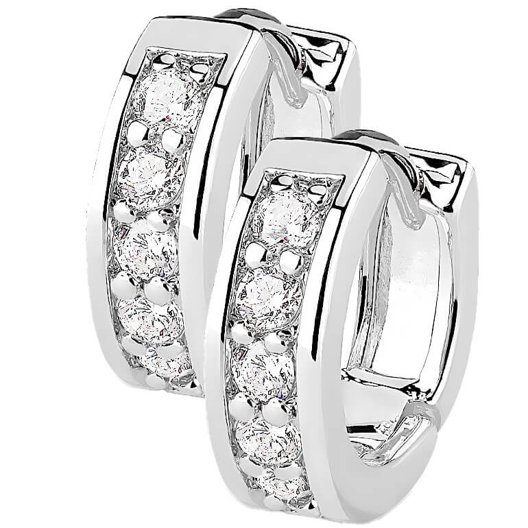 Channel Set CZ Half Circle Hoop Earrings